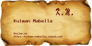 Kulman Mabella névjegykártya